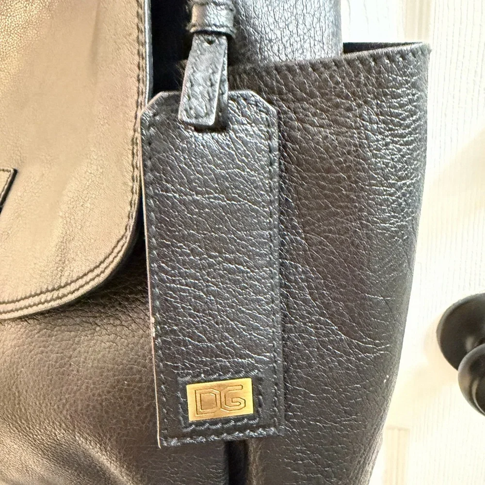Dolce & Gabbana Black Leather Vintage Messenger Bag